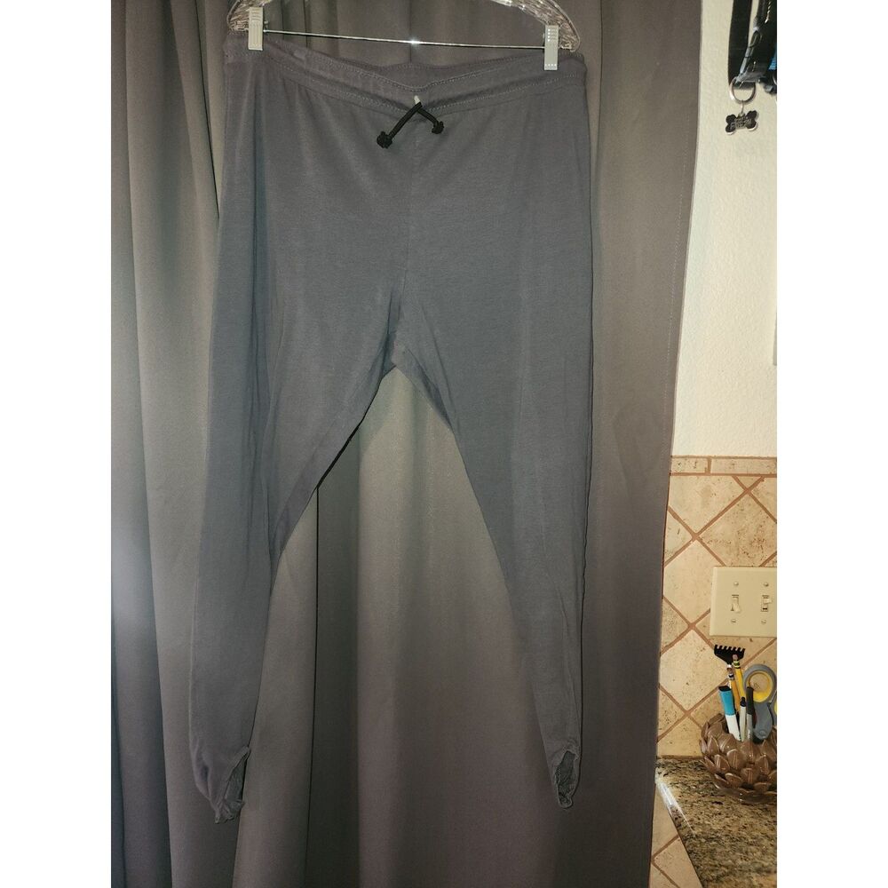 C'est La Vie Gray Stirrup Leggings Size XL 18/20 High Waist Ankle Holder Knit